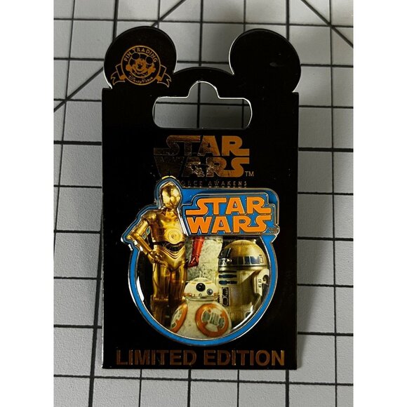Star Wars Disney Pin Limited Edition R2-D2 C-3PO The Force Awakens Collectible - Picture 1 of 2